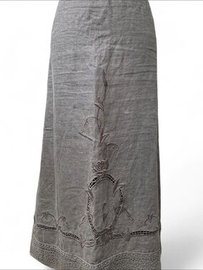 CAbi Brown Embroidered Maxi Skirt